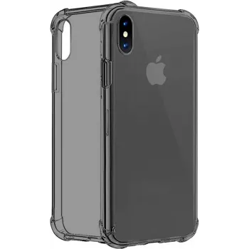CYOO Four Corners silikoninis dėklas Apple iPhone XS Max - permatomas/juodas