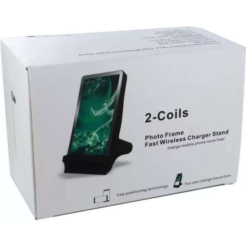 CYOO 2-in-1 nuotraukų rėmelis ir Qi belaidis įkroviklis - baltas
