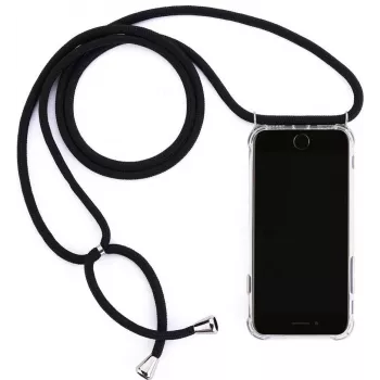 CYOO Necklace Case+ Handykette dėklas su pakabuku Samsung Galaxy S10e - juodas silikoninis su virvele (CY121018)