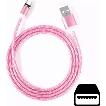 CYOO Flow Light Micro USB įkrovimo kabelis 1 m, rožinis, su tekančios šviesos efektu CY121350