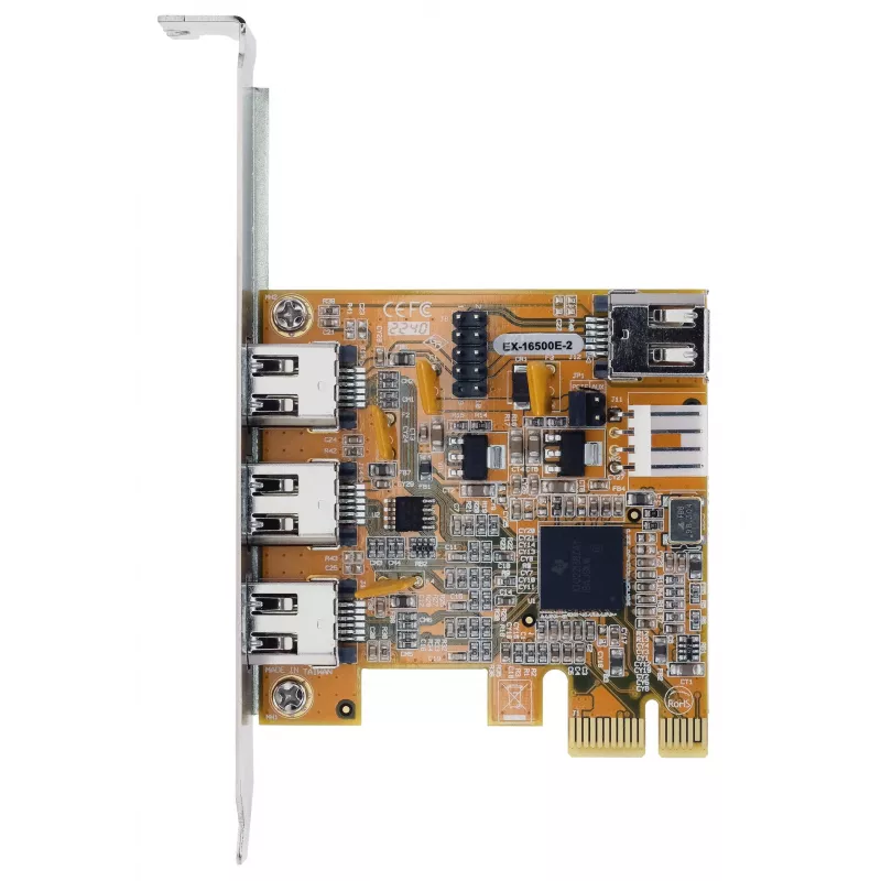 EXSYS EX-16500E-2 FireWire 1394a PCIe plėtimo kortelė, 3+1 prievadų, TI lustas