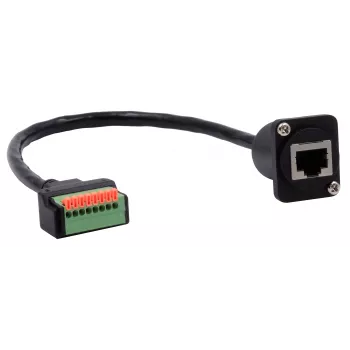 EXSYS EX-49161 D-Tipo RJ45 moteriškas į 8 kontaktų gnybtų bloką adapteris su mygtuku, CAT.5e, 20 cm