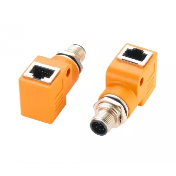 EXSYS EX-49502 M12 A-Coded 8-Pin Male to RJ45 Female 90° Industrial Ethernet Adapter