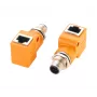 EXSYS EX-49502 M12 A-Coded 8-Pin Male to RJ45 Female 90° Industrial Ethernet Adapter