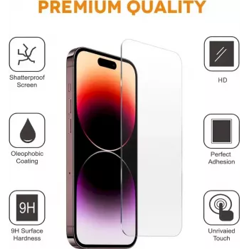 CYOO Pro ekrano apsauginė plėvelė, skirta Apple iPhone 15 Plus - grūdintas stiklas, 9H kietumas, 2.5D užapvalinti kraštai, viso ekrano klijai, montavimas be burbuliukų CY123297