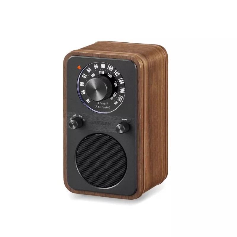 Sangean WR-9 nešiojamas FM radijas, tikro riešutmedžio korpusas, vintage dizainas, Bluetooth, 8W