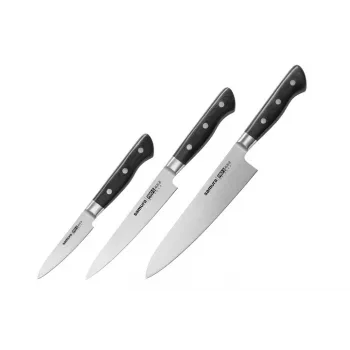 SAMURA PRO-S 3 dalių peilių rinkinys, AUS-8 plieno, G-10 rankenos