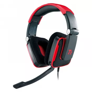 Thermaltake Tt eSPORTS SHOCK žaidimų ausinės - Royal Red, laidinės 3.5mm, ausis apgaubiančios, ištraukiamas mikrofonas, sulankstomos