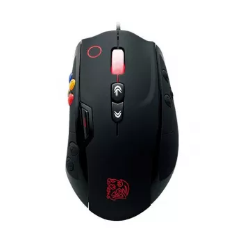 Thermaltake VOLOS Black lazerinė žaidimų pelė, 6500 DPI, 14 mygtukų, laidinė