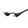 EXSYS EX-K1404 2-in-1 į 3-in-1 USB-C/A į USB-C/Micro B/Lightning nailonu pintas daugiafunkcis įkrovimo ir duomenų kabelis, 1,2 m, juodas