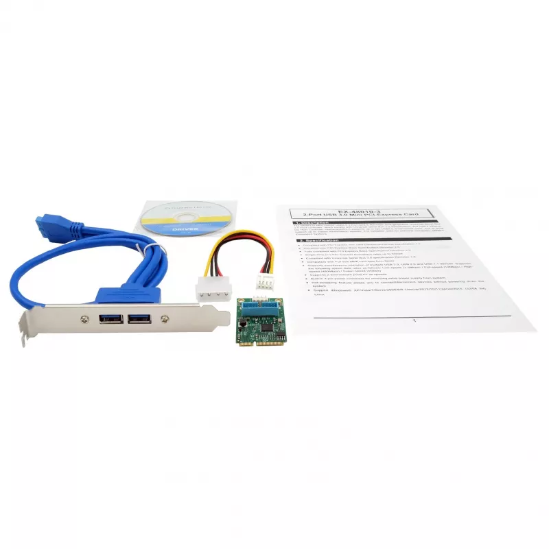 EXSYS EX-48010-3 Mini PCIe USB 3.2 Gen 1 plokštė su 2 prievadais (NEC)