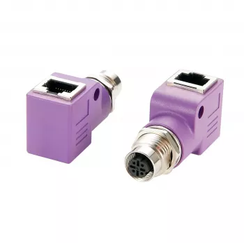 EXSYS EX-49523 M12 D-Code 4-pin moteriškas į RJ45 moterišką 90° pramoninio eterneto adapteris