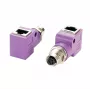 EXSYS EX-49523 M12 D-Code 4-pin moteriškas į RJ45 moterišką 90° pramoninio eterneto adapteris