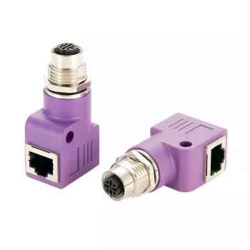 EXSYS EX-49523 M12 D-Code 4-pin moteriškas į RJ45 moterišką 90° pramoninio eterneto adapteris