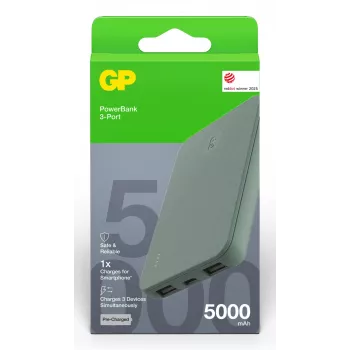 GP PowerBank B+ serijos 5000 mAh nešiojamas įkroviklis, samanų žalios spalvos (GPPBB05BGYBSR523)