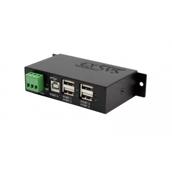 EXSYS EX-1594HMS USB 2.0 4 prievadų pramoninis šakotuvas su DIN bėgio tvirtinimo rinkiniu