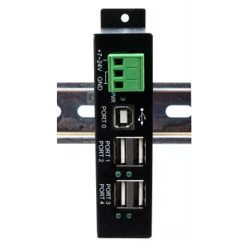 EXSYS EX-1594HMS USB 2.0 4 prievadų pramoninis šakotuvas su DIN bėgio tvirtinimo rinkiniu