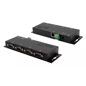 EXSYS EX-6164 4 prievadų RS-232 serijinis įrenginių serveris, Ethernet į serijinį, metalinis, 10/100 Mbps, Virtual COM