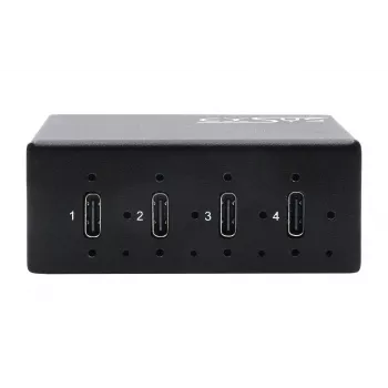 EXSYS EX-12274HMS USB 3.2 Gen 2x1 4 prievadų pramoninis metalinis šakotuvas, 10Gbps, 15KV ESD, sieninis/DIN bėgio montavimas