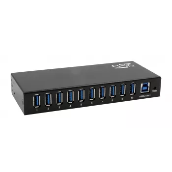 EXSYS EX-11290HMS USB 3.2 Gen 1 10 prievadų šakotuvas su 12V/5A maitinimo šaltiniu