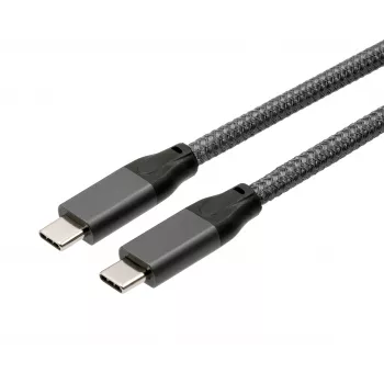 EXSYS EX-K1596-1.0 USB-C į USB-C kabelis, USB 3.2 Gen 2x2, 20 Gbps, 100W PD, pintas, pilkas, 1,0 m