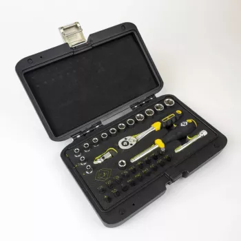 C.K Tools T4660 36 dalių 1/4 colio metrinis galvučių rinkinys su 72 dantų reketu ir antgaliais