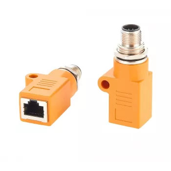 EXSYS M12 A-Coded 8-Pin Male to RJ45 Female Shielded Adapter, IP67, Gigabit, PoE EX-49500