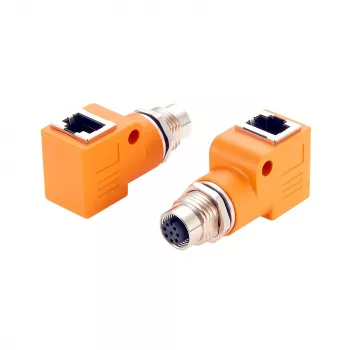 EXSYS M12 A-Coded 8-Pin Female to RJ45 Female 90° Adapter EX-49503