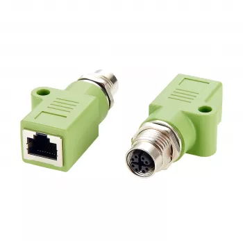 EXSYS M12 X-Coded 8-Pin Female to RJ45 Female Adapter, 10Gbps, IP67, nikeliuoto žalvario EX-49541