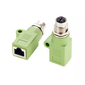 EXSYS M12 X-Coded 8-Pin Female to RJ45 Female Adapter, 10Gbps, IP67, nikeliuoto žalvario EX-49541