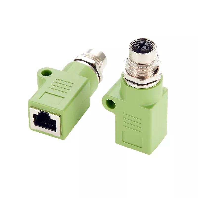 EXSYS M12 X-Coded 8-Pin Female to RJ45 Female Adapter, 10Gbps, IP67, nikeliuoto žalvario EX-49541