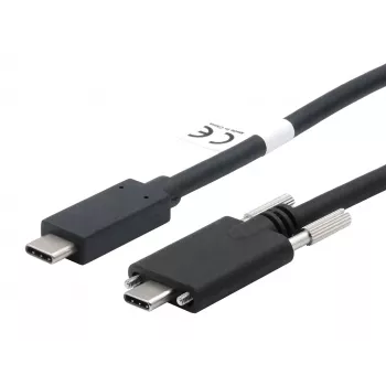 EXSYS USB 3.2 Gen 2x1 C-C kabelis su raižytais varžtais, 1m, juodas (EX-K1591V-1.0)