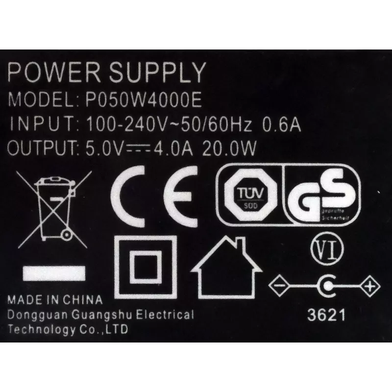 EXSYS 5V 4A 20W AC/DC maitinimo adapteris su 5,5 mm DC lizdu (EX-6982)