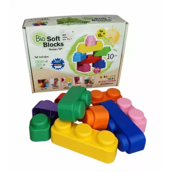 Gerardo's Toys GT3108 minkštų konstrukcinių kaladėlių rinkinys, 10 dalių, EVA putplastis, įvairiaspalvis