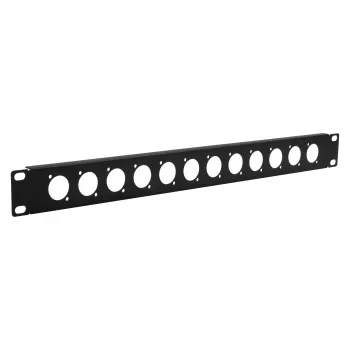 EXSYS EX-49298 19 inch 1U montavimo panelė su 12 D-Type išpjovomis, juoda