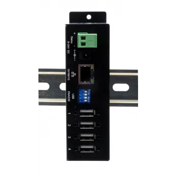 EXSYS EX-6003HMVS-POE-ON 4 prievadų USB 2.0 per Gigabit Ethernet serveris su PoE, 15KV ESD apsauga