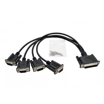 EXSYS EX-OPTC44-9-SM Octopus laidas 4 x 9 pinų serijinis RS-232 išskaidymo laidas, HD44 vyriškas į 4x DB9 vyriškus, 0,6m, juodas