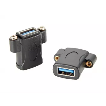 EXSYS EX-49301 USB 3.2 Gen 1 skydelio montavimo adapteris, USB-A female į USB-A female, 5Gbps, juodas