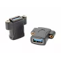EXSYS EX-49301 USB 3.2 Gen 1 skydelio montavimo adapteris, USB-A female į USB-A female, 5Gbps, juodas