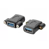EXSYS EX-49301 USB 3.2 Gen 1 skydelio montavimo adapteris, USB-A female į USB-A female, 5Gbps, juodas
