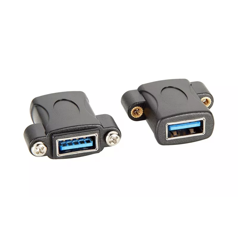 EXSYS EX-49301 USB 3.2 Gen 1 skydelio montavimo adapteris, USB-A female į USB-A female, 5Gbps, juodas
