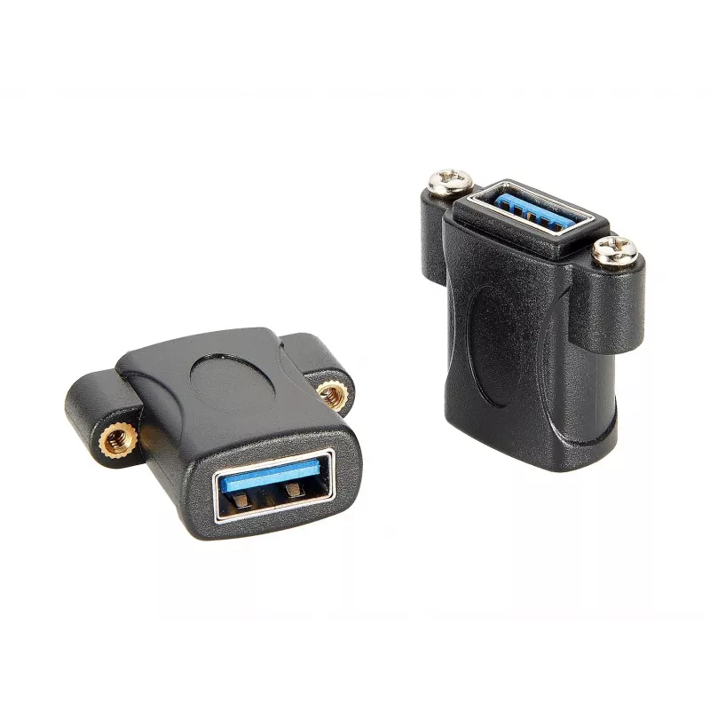 EXSYS EX-49301 USB 3.2 Gen 1 skydelio montavimo adapteris, USB-A female į USB-A female, 5Gbps, juodas