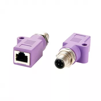 EXSYS EX-49520 M12 D-Code 4-Pin vyriškas į RJ45 moteriškas ekranuotas pramoninis Ethernet adapteris