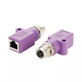 EXSYS EX-49521 M12 D-Code 4 kontaktų moteriškas į RJ45 moterišką pramoninis Ethernet adapteris