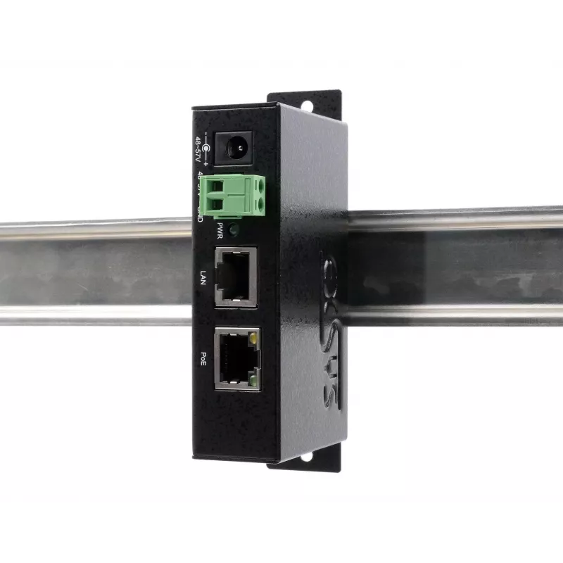 EXSYS EX-6009POE 90W Gigabit PoE++ injektorius, 48-57V DC gnybtų įvestis, IEEE 802.3bt Type 4, DIN-bėgio/sieninis montavimas