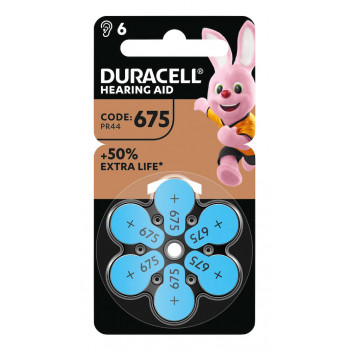 Duracell EasyTab 675 PR44 cinko-oro baterijos klausos aparatams, 6 vnt. 167346