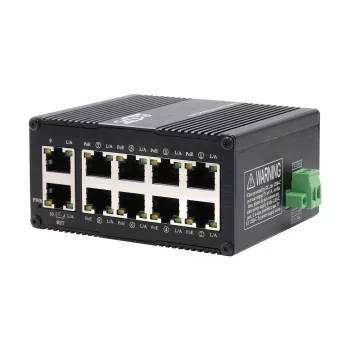 EXSYS Mini 10 prievadų pramoninis Gigabit PoE+ komutatorius, valdomas per interneto sąsają (EX-62036MPOE)