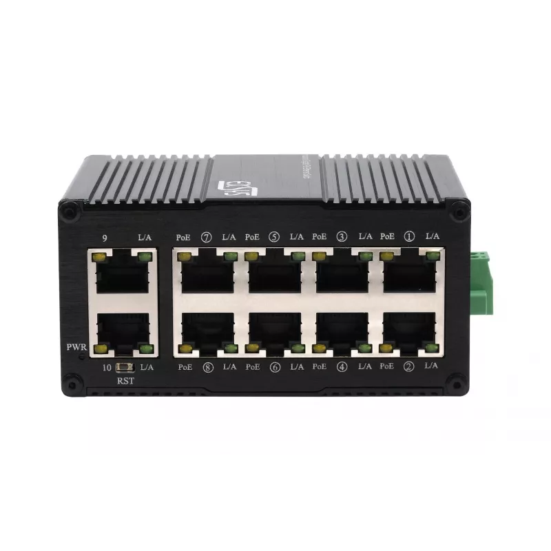 EXSYS Mini 10 prievadų pramoninis Gigabit PoE+ komutatorius, valdomas per interneto sąsają (EX-62036MPOE)
