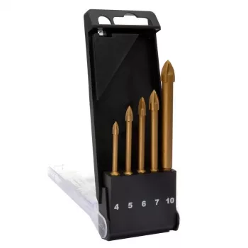 C.K Tools T3059 stiklo grąžtų rinkinys, 5 vnt. (4-10 mm), volframo karbido antgalis, stiklui, plytelėms, keramikai, porcelianui, veidrodžiui