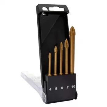 C.K Tools T3059 stiklo grąžtų rinkinys, 5 vnt. (4-10 mm), volframo karbido antgalis, stiklui, plytelėms, keramikai, porcelianui, veidrodžiui
